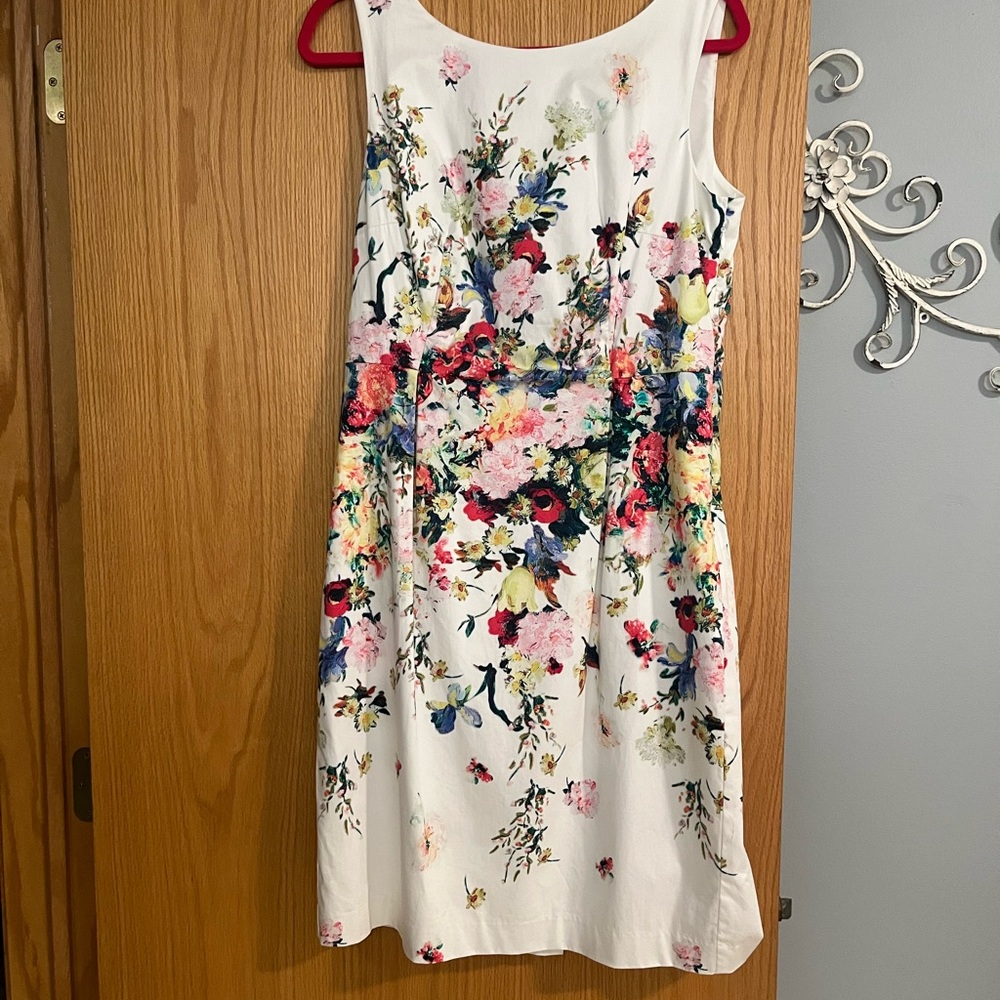 Talbots White Multicolor Floral Midi Dress, NEVER been worn!!! Perfect condition
